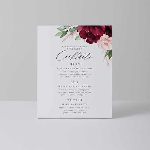 Beloved Floral Bended Tabletop Sign X-small Dark Berry Standard Plastic XS Tabletop Table