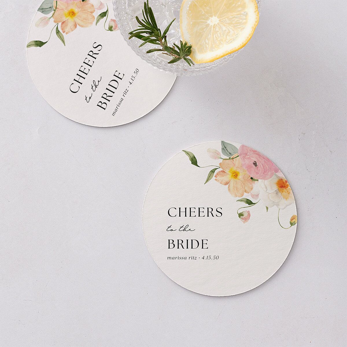 Pastel Garden Bridal Shower Wedding Day Coasters Pink Cotton Cardboard Circle