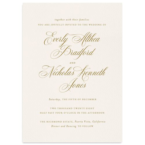 Exquisite Calligraphy Wedding Invitations Champagne Signature Blank No Standard