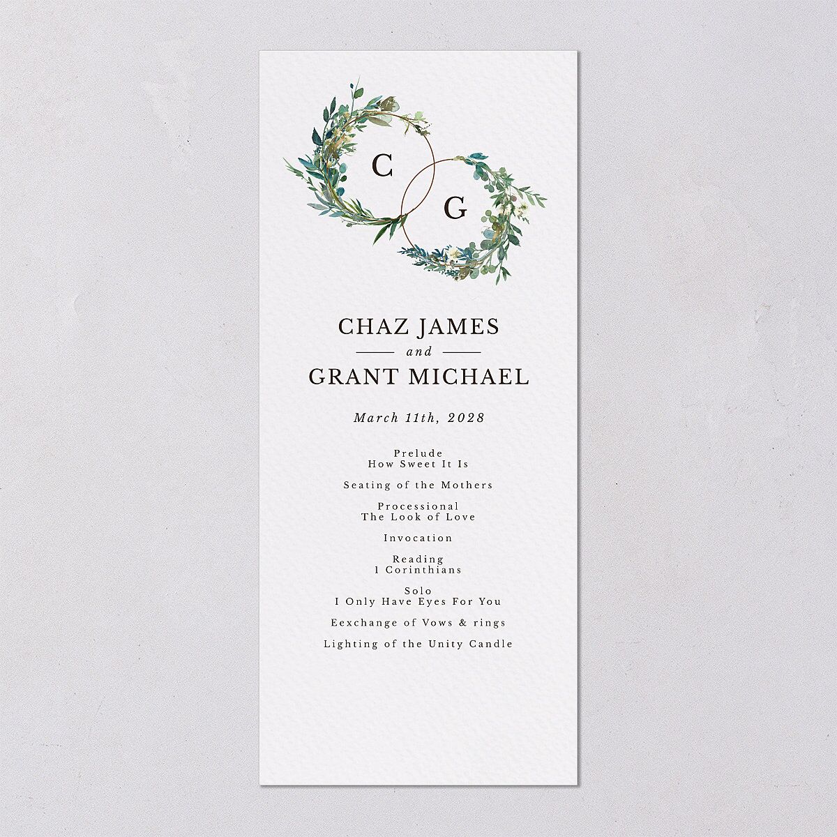 Leafy Hoops Wedding Programs — view 6