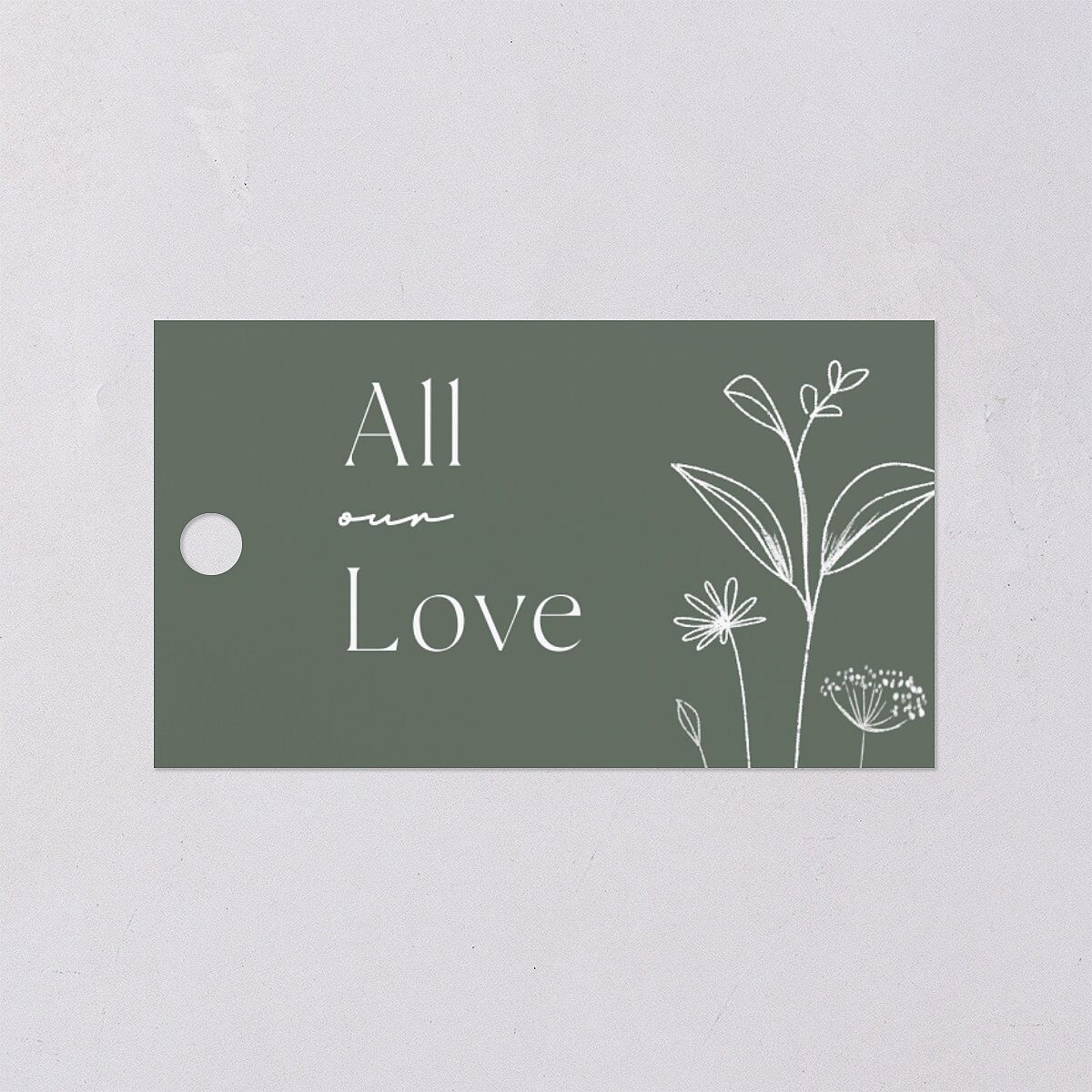 Simple Modern Wildflowers Favor Gift Tags Deep Olive Signature