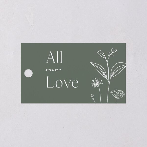 Simple Modern Wildflowers Favor Gift Tags Deep Olive Signature