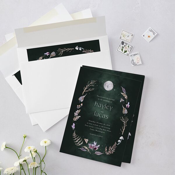 Crystal Forest Wedding Invitations Hunter Green Signature Blank No Standard