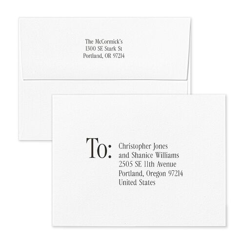 Timeless Happy Holiday Photo Thank You Card Envelopes White Pure White Both Recipient and Return Addresses Signature Standard