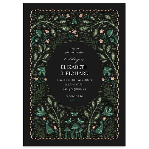 Woodland Whimsy Wedding Invitations Charcoal Signature Blank No Standard