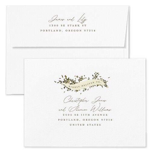 Graceful Chuppah Rehearsal Dinner Invitation Envelopes White Pure White Both Recipient and Return Addresses Signature Standard