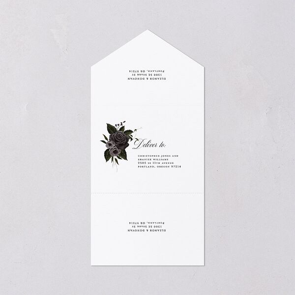 Dark Gothic Roses All-in-One Wedding Invitations Midnight Signature Light Both Recipient and Return Addresses No