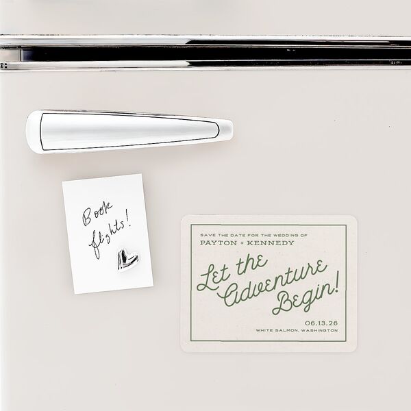 Happy Campers Save The Date Magnets Deep Olive Magnet Paper