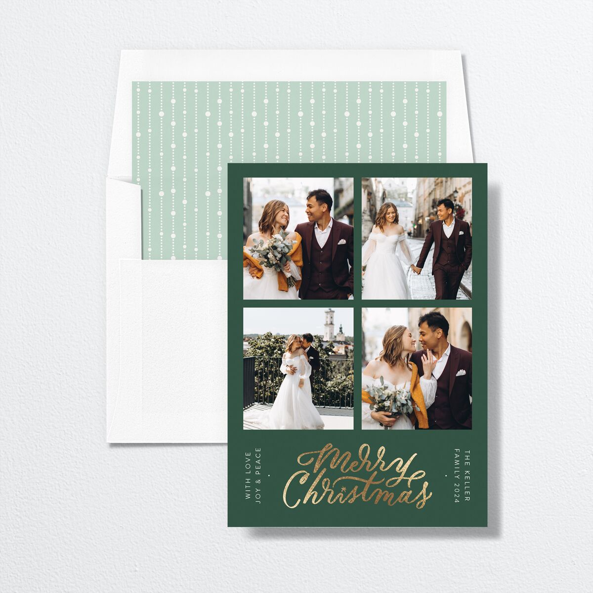 Christmas Grid Envelope Liners Hunter Green Standard
