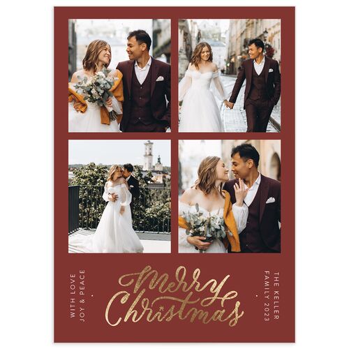 Christmas Grid Holiday Cards - Red