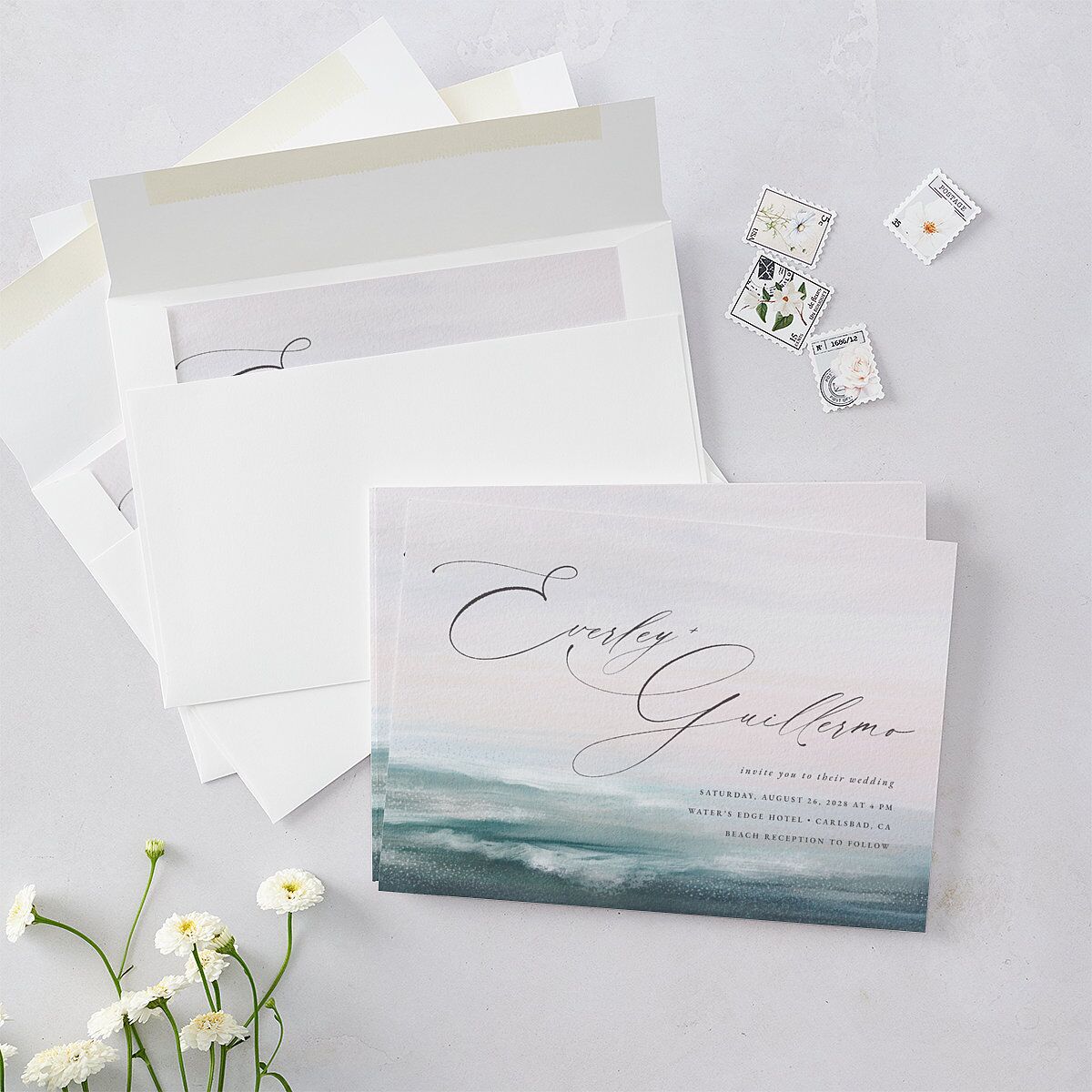 Abstract Beach Wedding Invitations — view 4