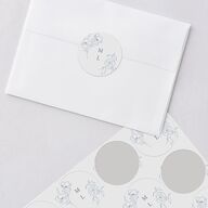 Floral Adornment Wedding Stickers Dusty Blue