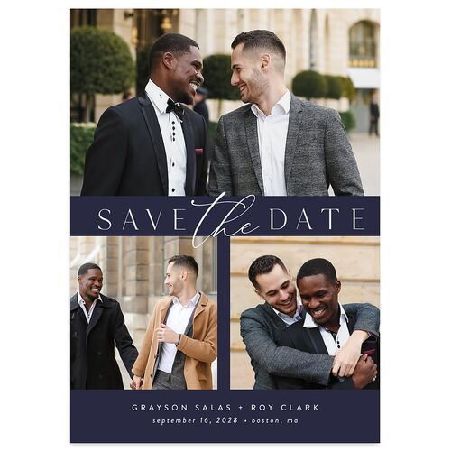 Elegant Grid Wedding Invitations Moody Blue Signature Blank Standard
