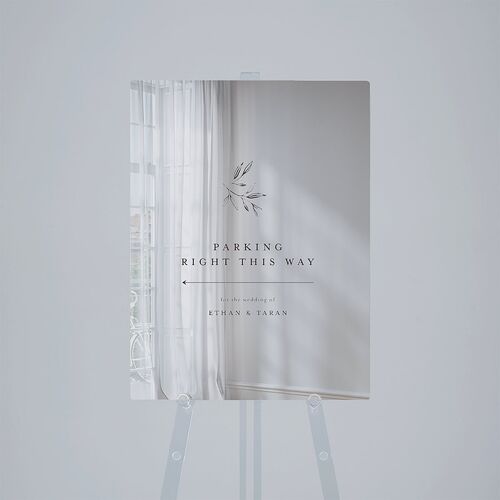 Minimal Leaves Mirrored Acrylic Direction Sign Medium Bisque Mirrored Acrylic M Direction Standard