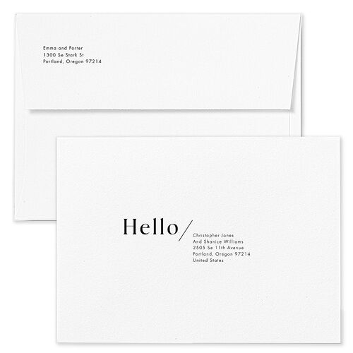 You and Me Wedding Invitation Envelopes Rose Pure White Both Recipient and Return Addresses Standard Signature
