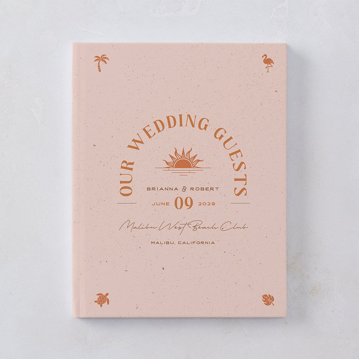 Beach Party Wedding Guest Book Pink Cotton