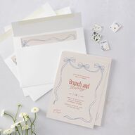 Modern Delicate Bows Bridal Shower Invitations Jewel Red Signature Blank Standard