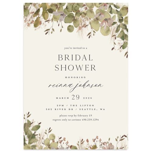 Eucalyptus Edges Bridal Shower Invitations Thyme Signature Blank Standard