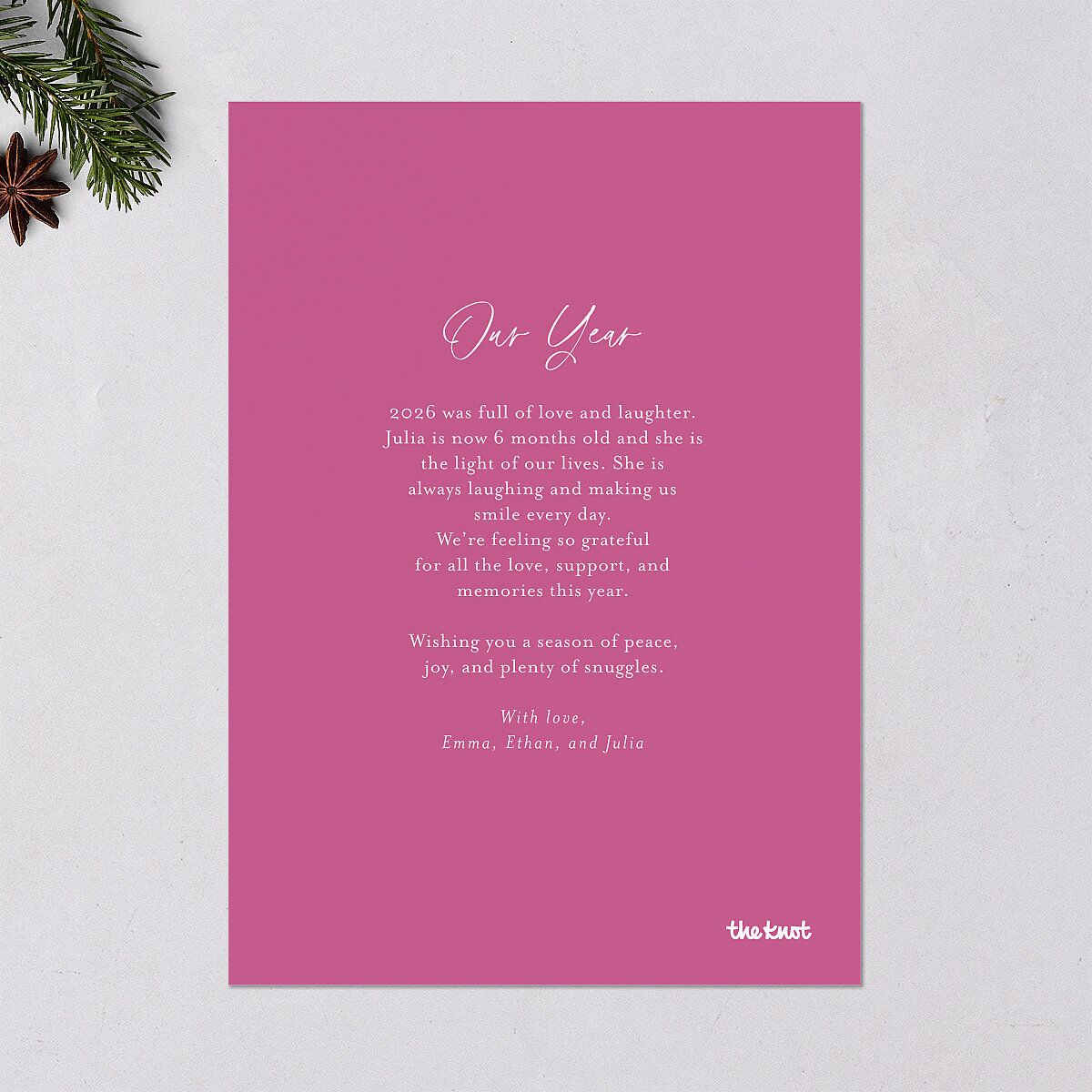 Baby's First New Year Instant Film Confetti Holiday Cards Mulberry Signature Blank Portrait Standard