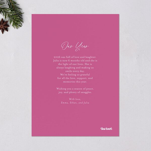 Baby's First New Year Instant Film Confetti Holiday Cards Mulberry Signature Blank Portrait Standard