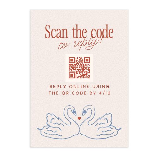 Modern Delicate Bows QR Code RSVP Cards Jewel Red Signature Standard