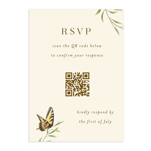 Rustic Butterflies QR Code RSVP Cards Walnut Signature Standard