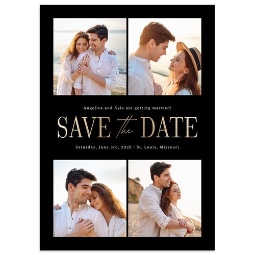 Classically Gilded Save the Date Cards Licorice Gold Signature smooth Blank No Standard