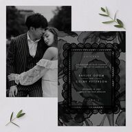 Moody Romantic Lace Floral Wedding Invitations Medieval Grey Signature Blank No Standard
