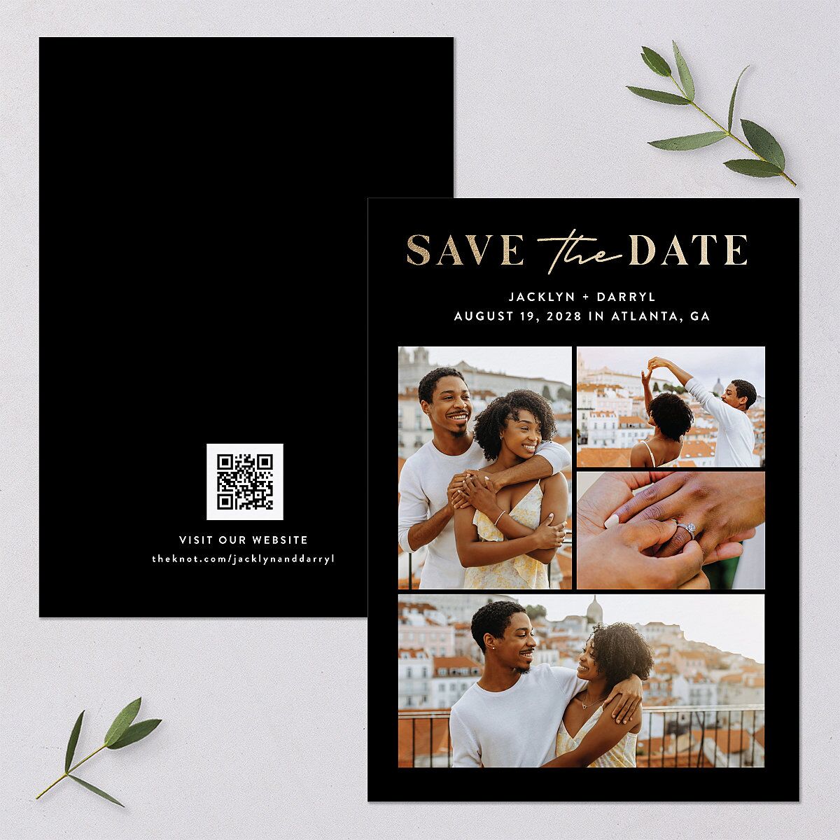 Gilded Photo Grid Save the Date Cards — view 1