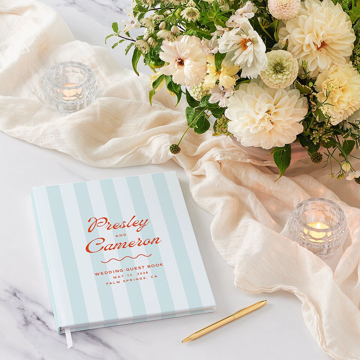 Cabana Stripes Guest Books Pastel Blue