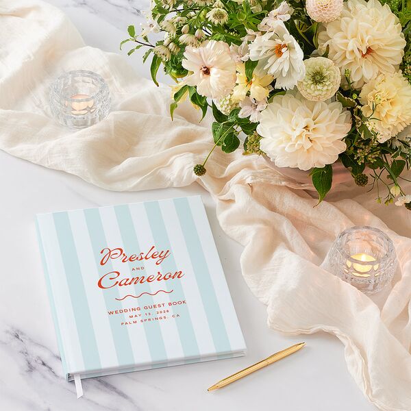 Cabana Stripes Guest Books Pastel Blue