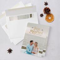 Just Merried Holiday Cards Gold Fawn Signature Blank Portrait  Standard
