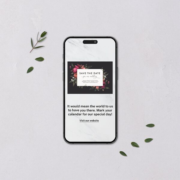 Blooming Botanical Digital Save the Date Cards Midnight Dusty Blue Lets Celebrate Standard