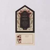 Vintage Nouveau Floral All-in-One Wedding Invitations Merlot Signature Light Both Recipient and Return Addresses No