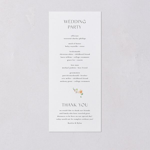 Pastel Flower Arch Foil Wedding Programs Gold Pink Cotton Signature