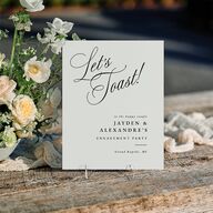 Elegant Engagement Party Calligraphy Standard Tabletop Sign Small Champagne Standard Indoor Foam Core S Tabletop Table
