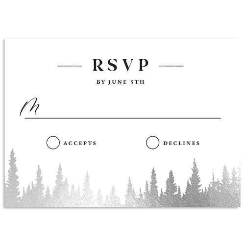 Mountain Escape Foil Wedding Response Cards Silver Charcoal Signature Standard