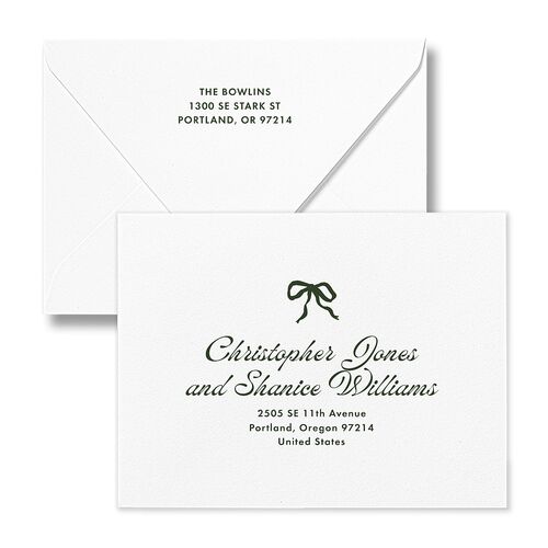 Retro Minimalist Photo Triad Thank You Card Euro Envelopes White Scottish Green Both Recipient and Return Addresses Luxe Signature