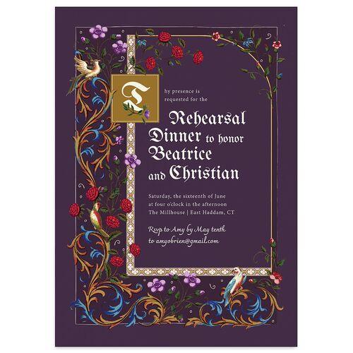 Medieval Renaissance Rehearsal Dinner Invitations Regency Signature Blank Standard
