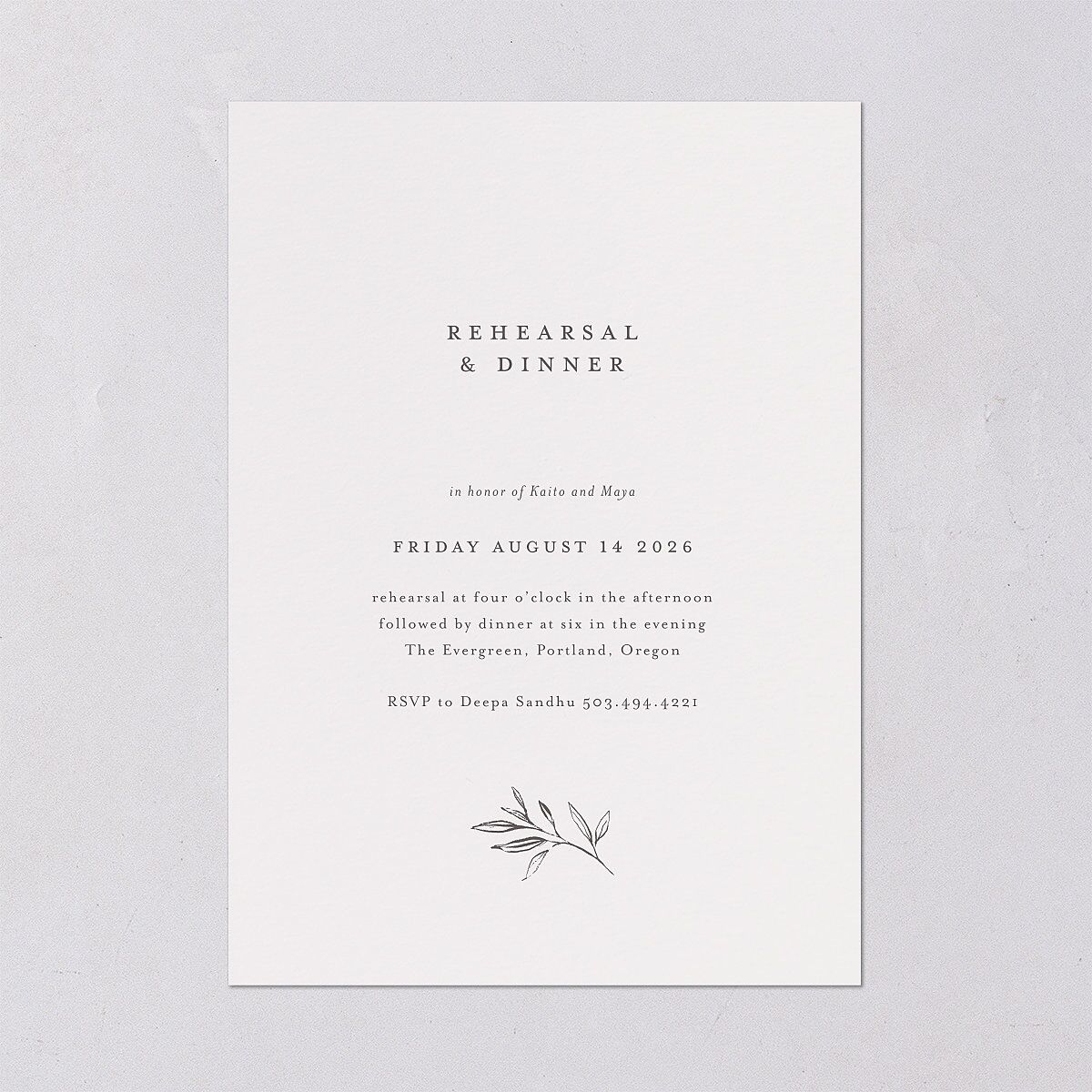 Shining Sprig Rehearsal Dinner Invitations — view 2