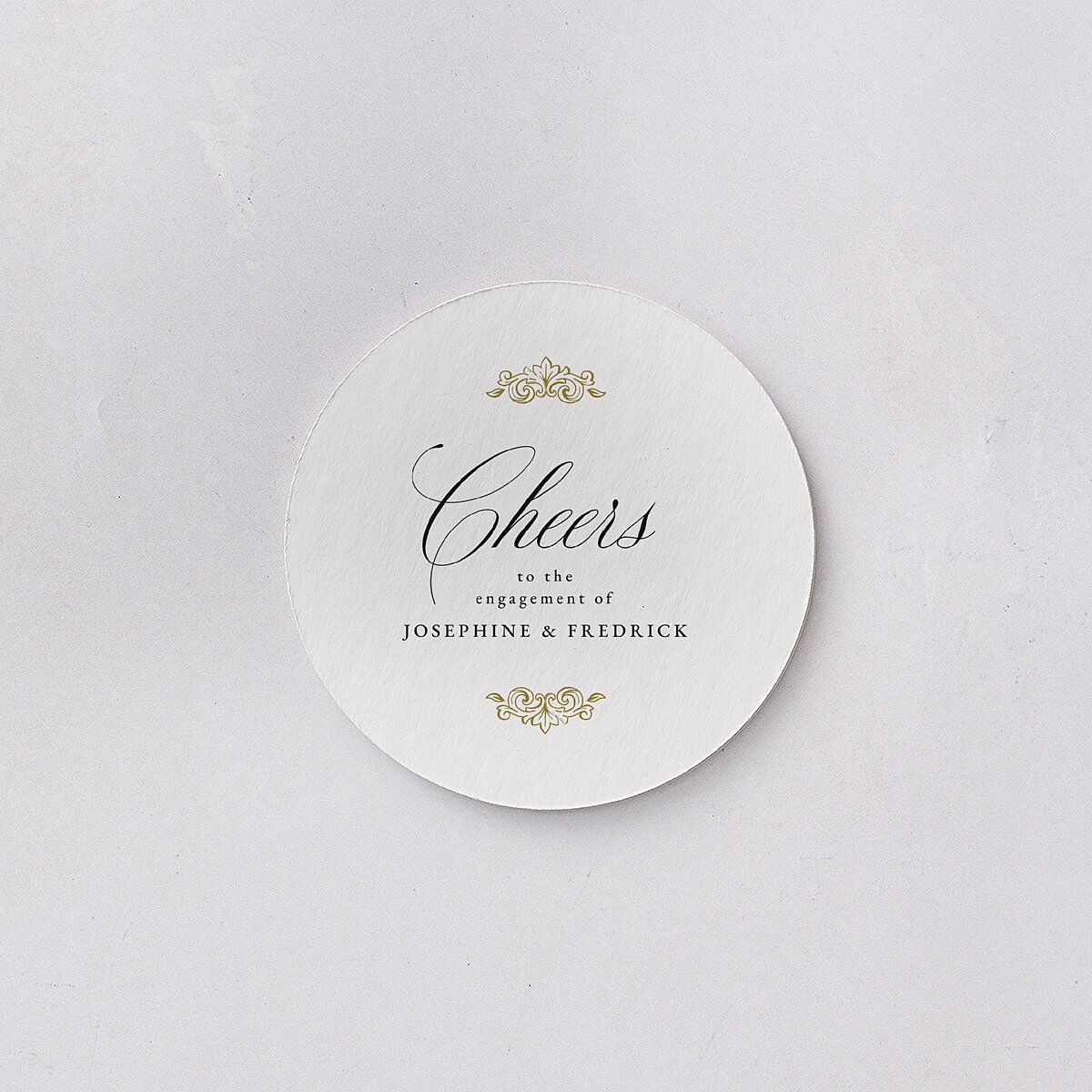 Black Tie Crest Engagement Party Wedding Day Coasters Pure White Cardboard Circle