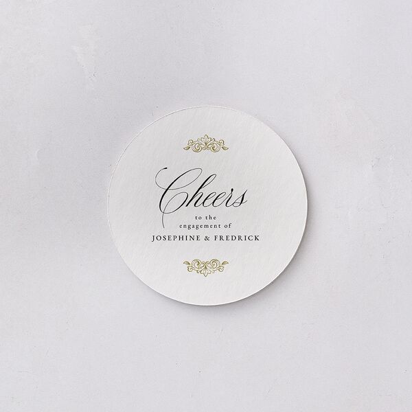 Black Tie Crest Engagement Party Wedding Day Coasters Pure White Cardboard Circle