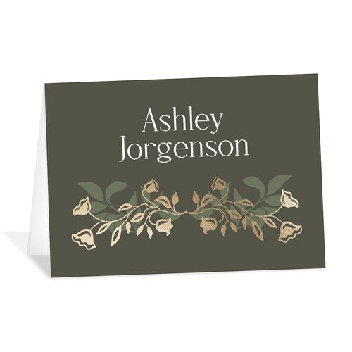 Rustic Nouveau Place Cards Gold Hunter Green Signature
