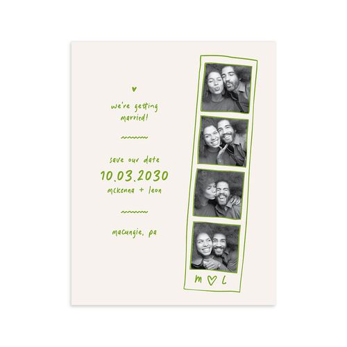 Hand Drawn Photo Strip Save the Date Petite Cards Peridot Signature smooth Blank No Standard