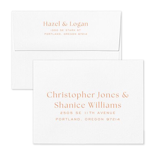Desert Cactus Thank You Card Envelopes White Peach Fuzz Both Recipient and Return Addresses Signature Standard
