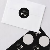 Vintage Art Deco Photo Wedding Stickers Off-White Circle