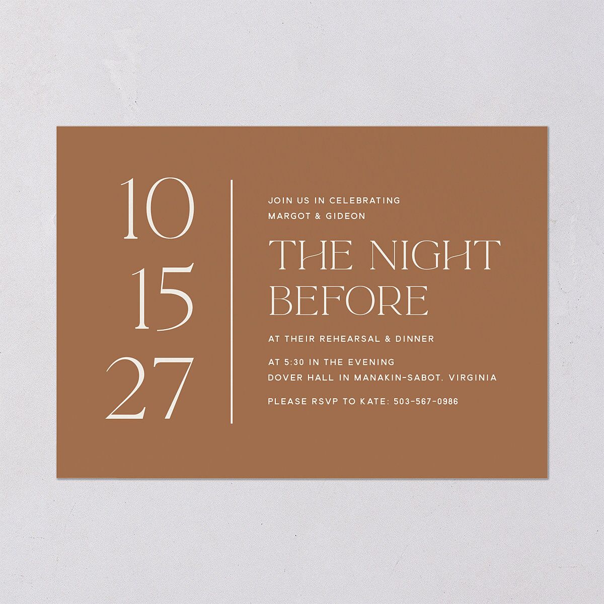 Climbing Leaves Rehearsal Dinner Invitations Copper Signature Blank