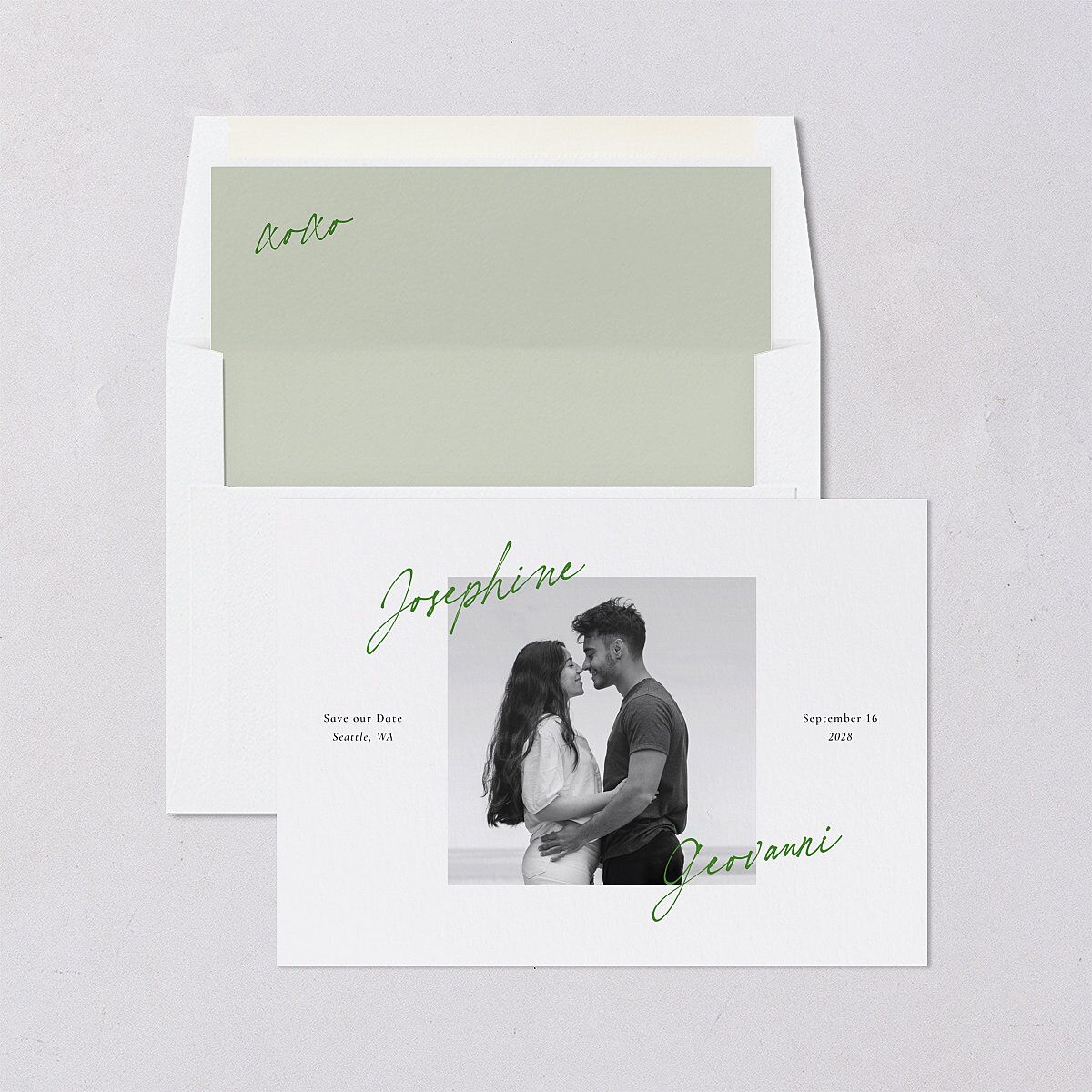 Contrast Type Save the Date Cards Greenery Signature smooth Blank No Standard