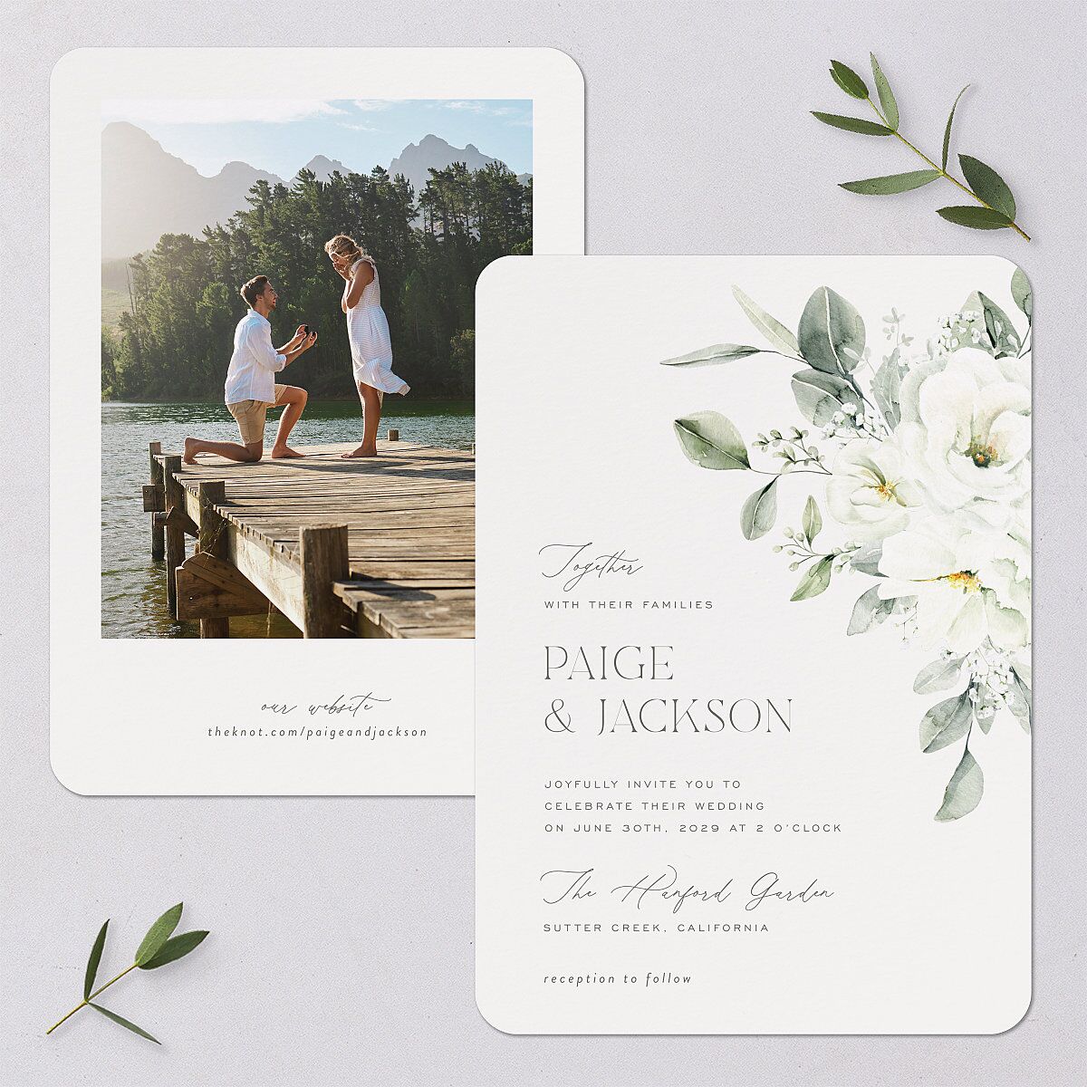 Elegant Pastel Floral Wedding Invitations Pure White Signature Blank No Rounded