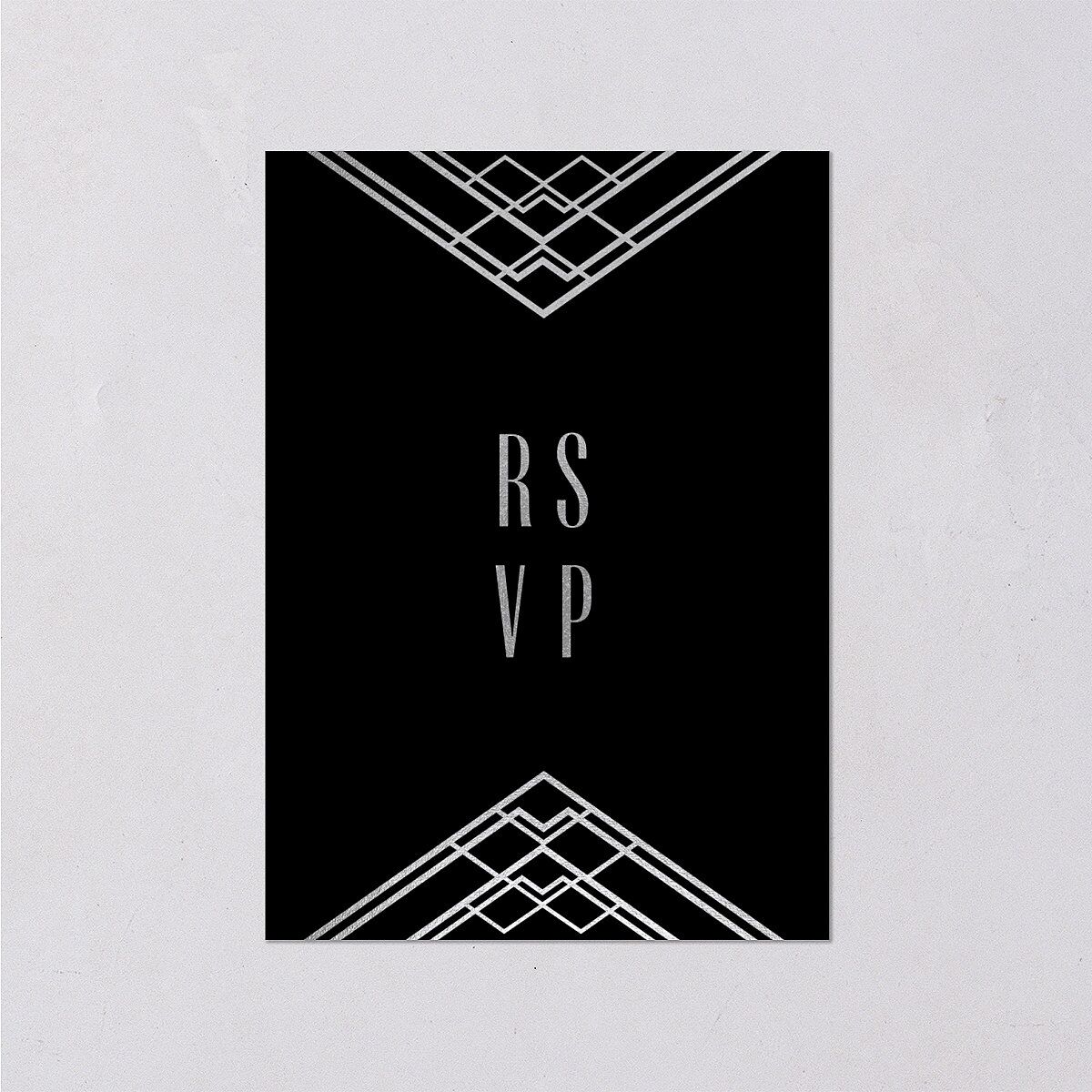 Diamond Deco Wedding Response Cards Silver Licorice Signature Standard